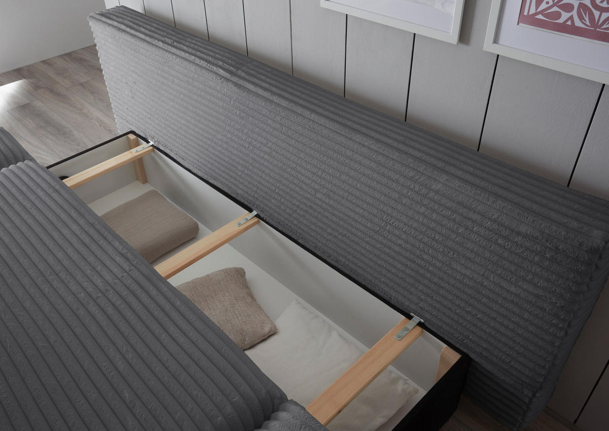 SCHLAFSOFA in Cord Anthrazit  - Anthrazit/Schwarz, Konventionell, Holz/Textil (212/88/101cm) - MID.YOU