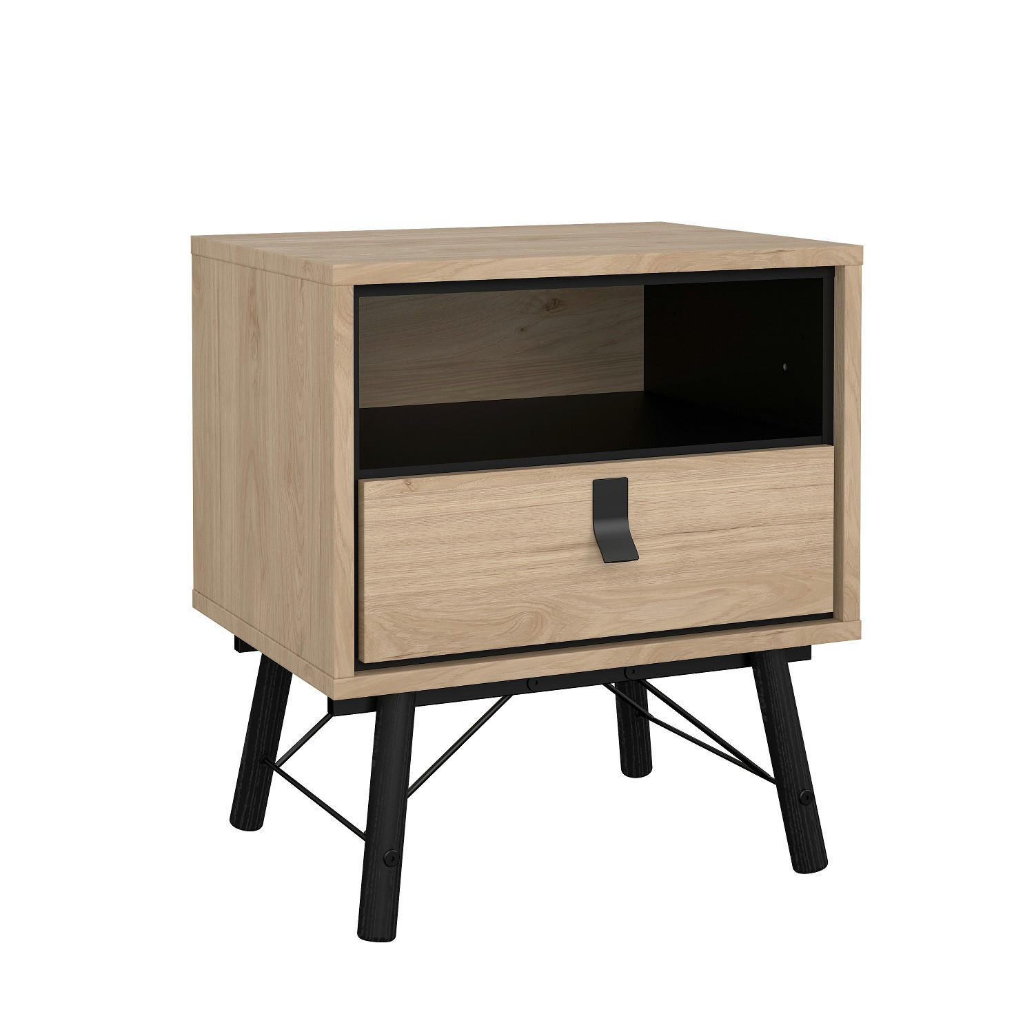 NATTDUKSBORD i ekfärgad  - svart/ekfärgad, Design, metall/trämaterial (53,3/59,6/40,1cm) - Best Price