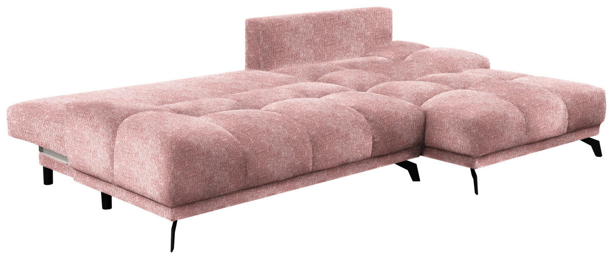 ECKSOFA in Chenille Altrosa  - Schwarz/Altrosa, Modern, Textil/Metall (290/182cm) - Hom`in