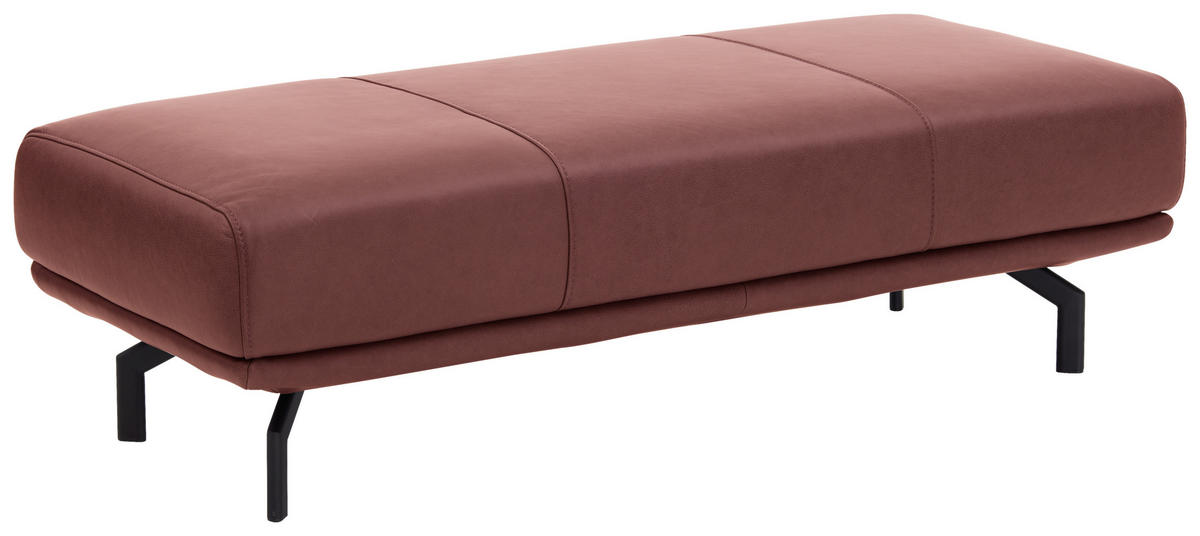 ECKSOFA in Echtleder Weinrot  - Anthrazit/Weinrot, Design, Leder/Metall (255/325cm) - Dieter Knoll