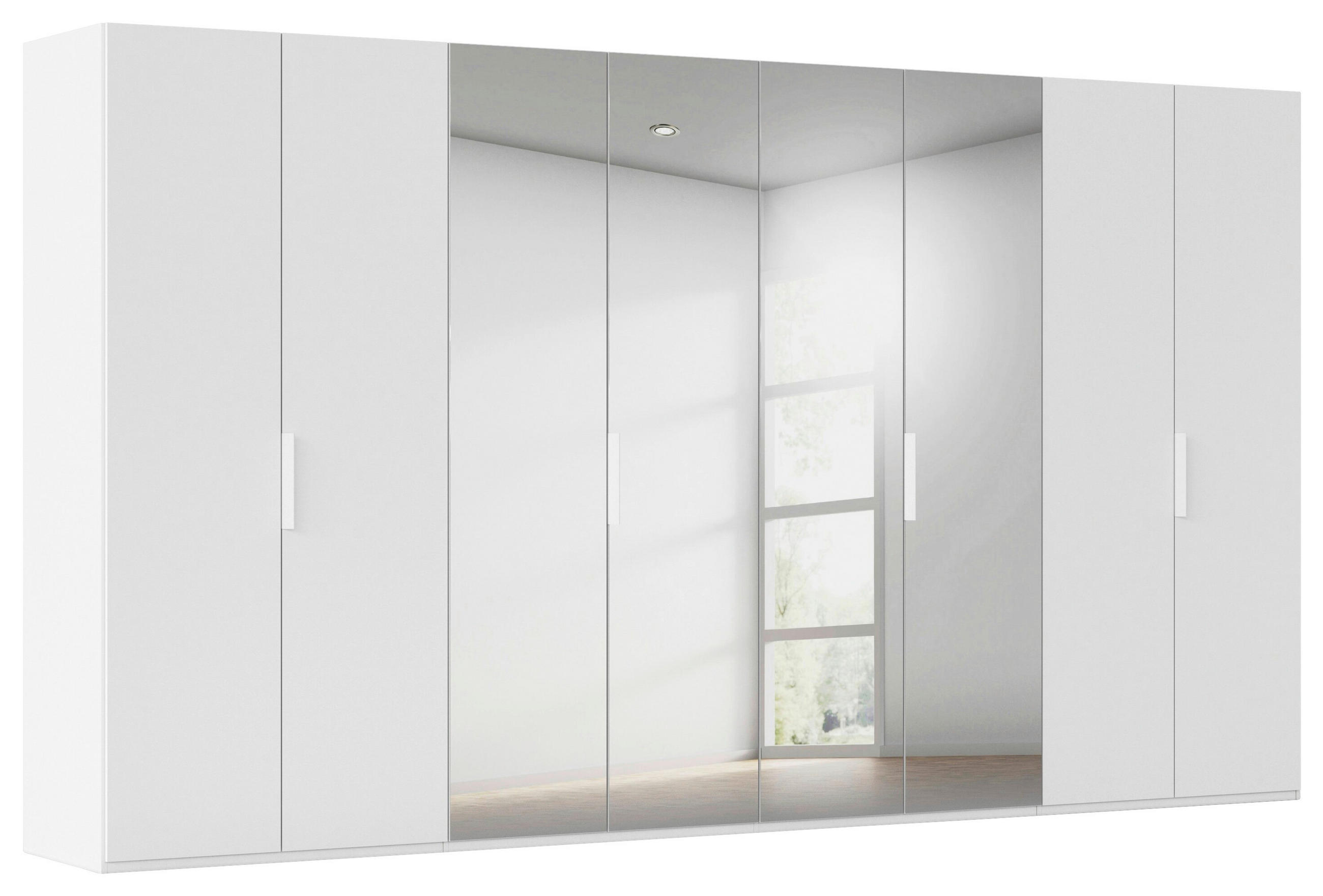 DREHTÜRENSCHRANK 400/235/61 cm,  in Weiß, 8-türig  - Weiß, Basics, Glas/Holzwerkstoff (400/235/61cm) - Novel
