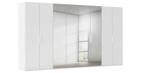 DREHTÜRENSCHRANK 400/223/61 cm,  in Weiß, 8-türig  - Weiß, Basics, Glas/Holzwerkstoff (400/223/61cm) - Novel