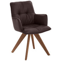 ARMLEHNSTUHL Echtleder pigmentiert  - Dunkelbraun/Nussbaumfarben, Design, Leder/Holz (59/89/63cm) - Dieter Knoll