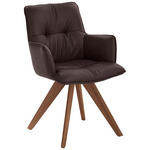 ARMLEHNSTUHL  inklusive Armlehnen, Gestellauswahl  Echtleder  - Dunkelbraun/Nussbaumfarben, Design, Leder/Holz (59/89/63cm) - Dieter Knoll