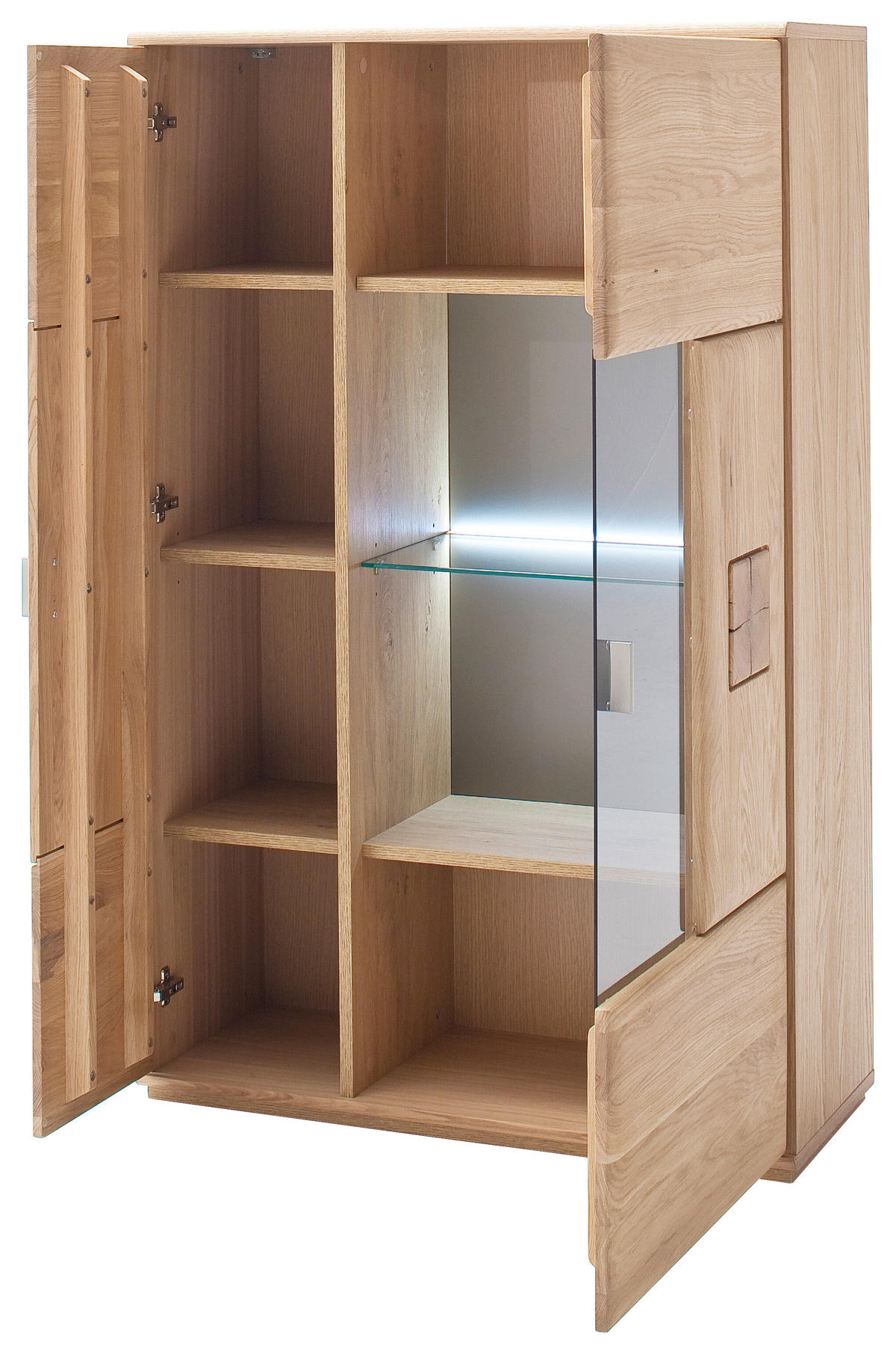 HIGHBOARD  in 90/141/38 cm  - Eichefarben/Nickelfarben, Design, Glas/Holz (90/141/38cm) - Livetastic