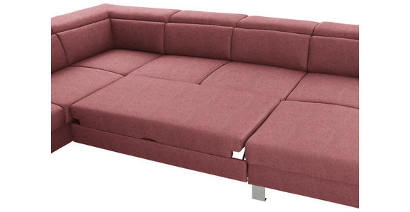WOHNLANDSCHAFT inkl.Funktionen Hellrot Webstoff  - Hellrot/Silberfarben, Design, Textil/Metall (226/320/168cm) - Xora