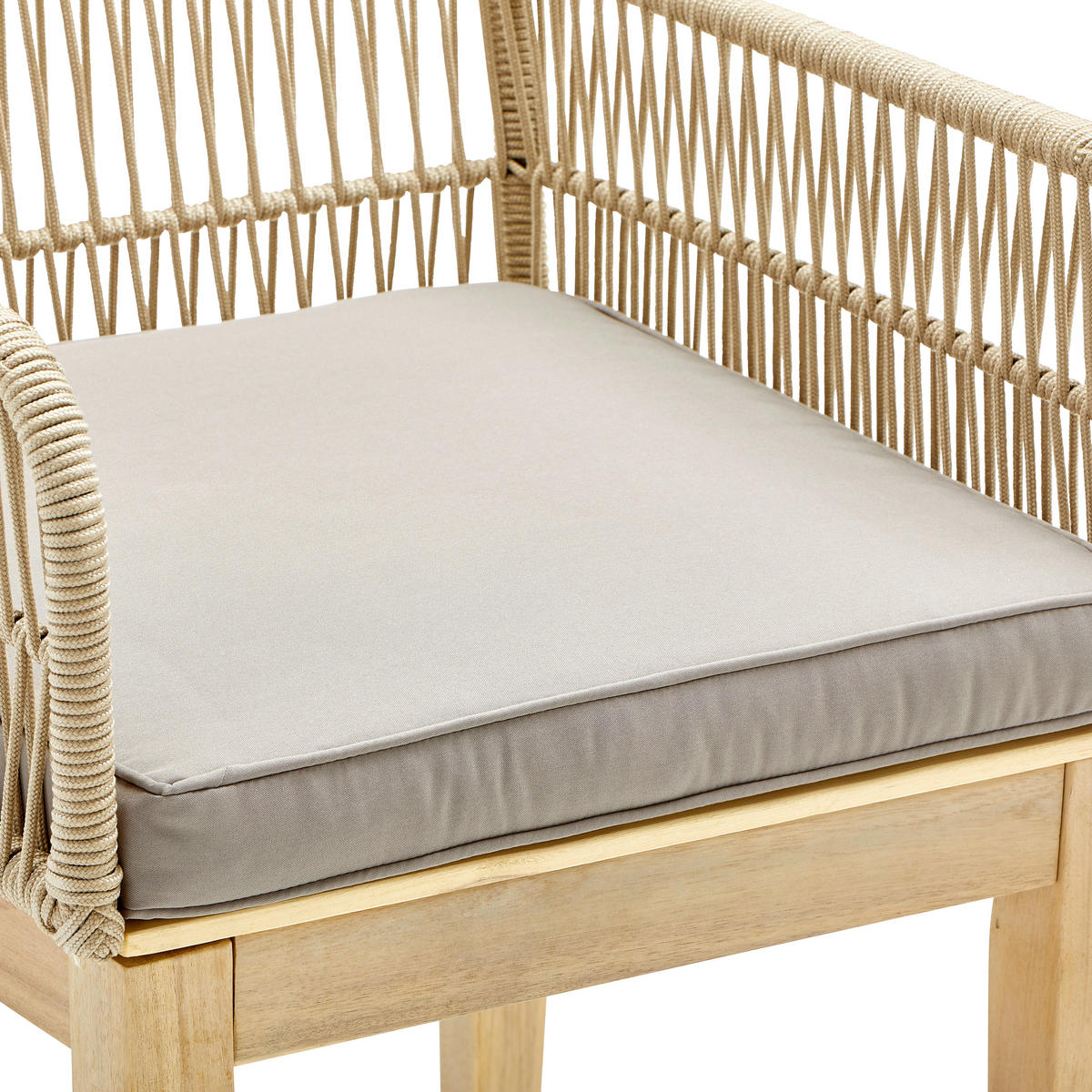 SCAUN DE GRĂDINĂ in lemn, plastic, textil gri deschis, maro deschis, culoare lemn tec  - gri deschis/maro deschis, Modern, plastic/lemn (58/92/67cm) - Ambia Garden