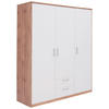 DREHTÜRENSCHRANK  in Weiß, Eiche Wotan  - Silberfarben/Eiche Wotan, KONVENTIONELL, Holzwerkstoff/Kunststoff (157/194/54cm) - Xora