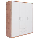 DREHTÜRENSCHRANK 157/194/54 cm,  in Weiß, Eiche Wotan, 3-türig  - Silberfarben/Eiche Wotan, Basics, Holzwerkstoff/Kunststoff (157/194/54cm) - Xora