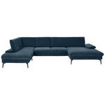 WOHNLANDSCHAFT Dieter Knoll in Webstoff Blau  - Blau/Schwarz, Design, Textil/Metall (208/354/157cm) - Dieter Knoll