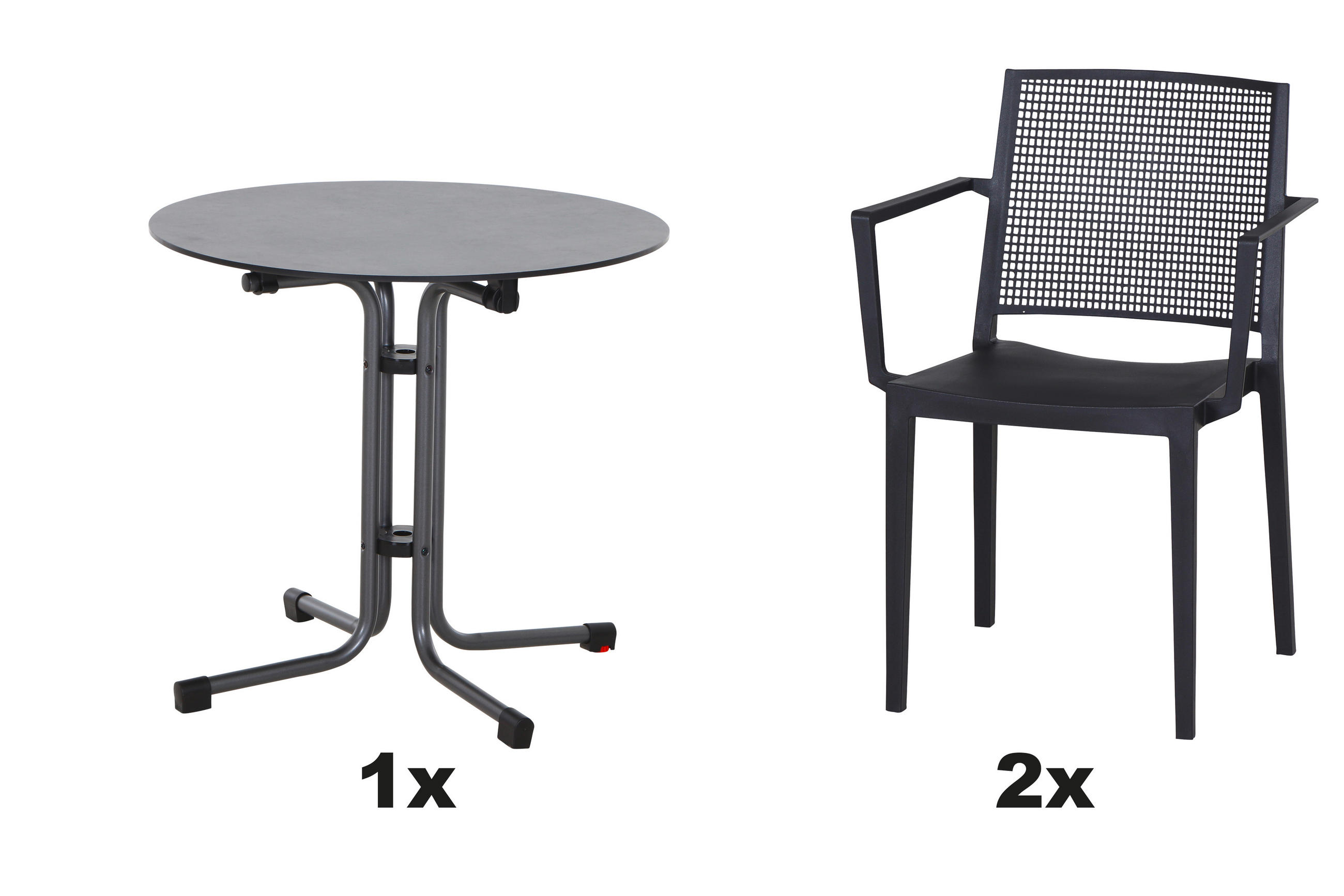 GARTENGARNITUR 3-teilig Stahl  - Anthrazit, Basics, Kunststoff/Metall (80/80/80cm) - Siena Garden