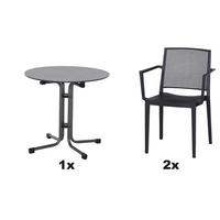 GARTENGARNITUR 3-teilig Stahl  - Anthrazit, Basics, Kunststoff/Metall (80/80/80cm) - Siena Garden