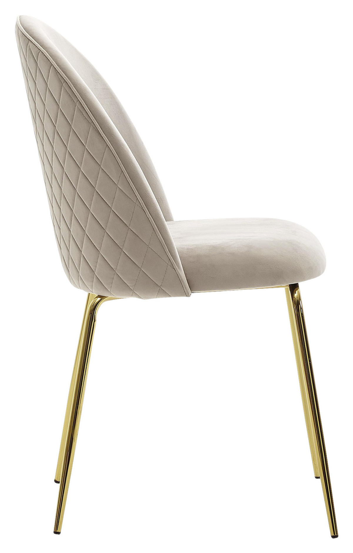 STUHL-SET 2 Stück  in Samt  - Beige/Goldfarben, Modern, Textil/Metall (53/86/50cm) - MID.YOU