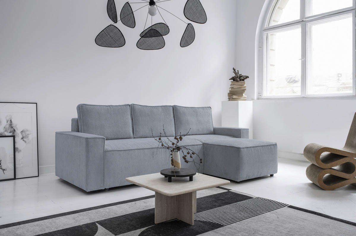 HÖRNSOFFA i manchester ljusgrå  - ljusgrå/svart, Design, textil/plast (250/156cm) - MID.YOU