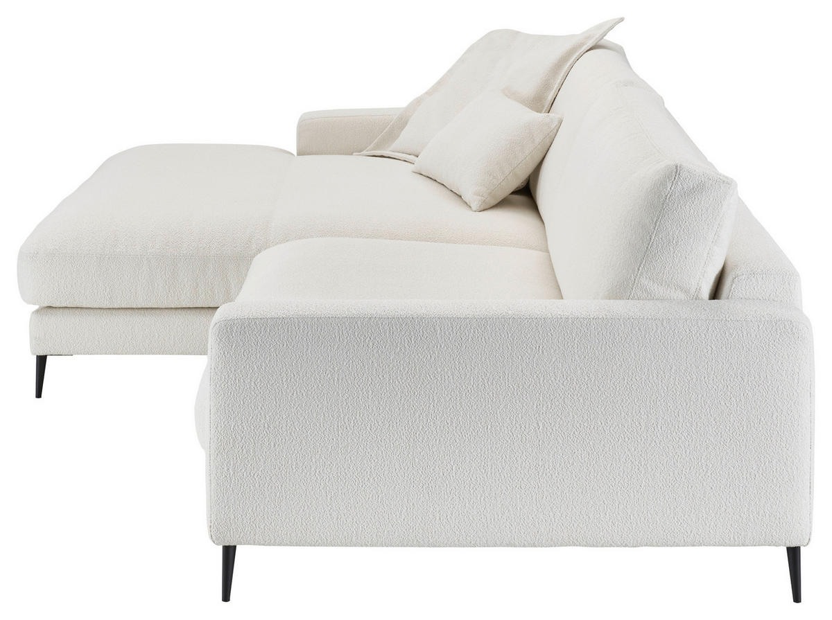 ECKSOFA in Flachgewebe Weiss  - Weiss/Schwarz, Design, Textil/Metall (190/272cm) - Lomoco