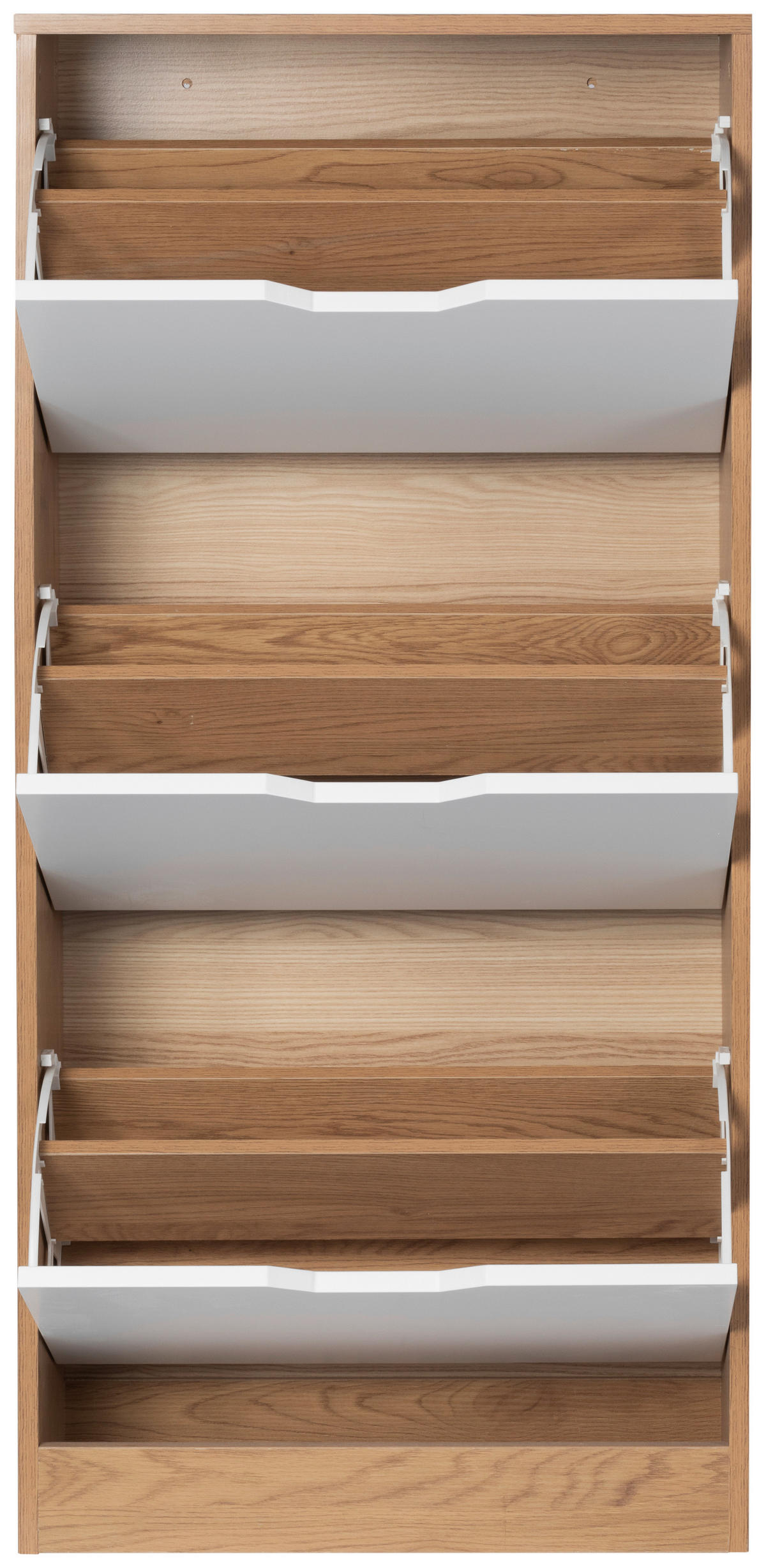 Schuhkipper Luanda - Weiss/Naturfarben, Design, Holzwerkstoff (55/117/23,5cm) - MID.YOU