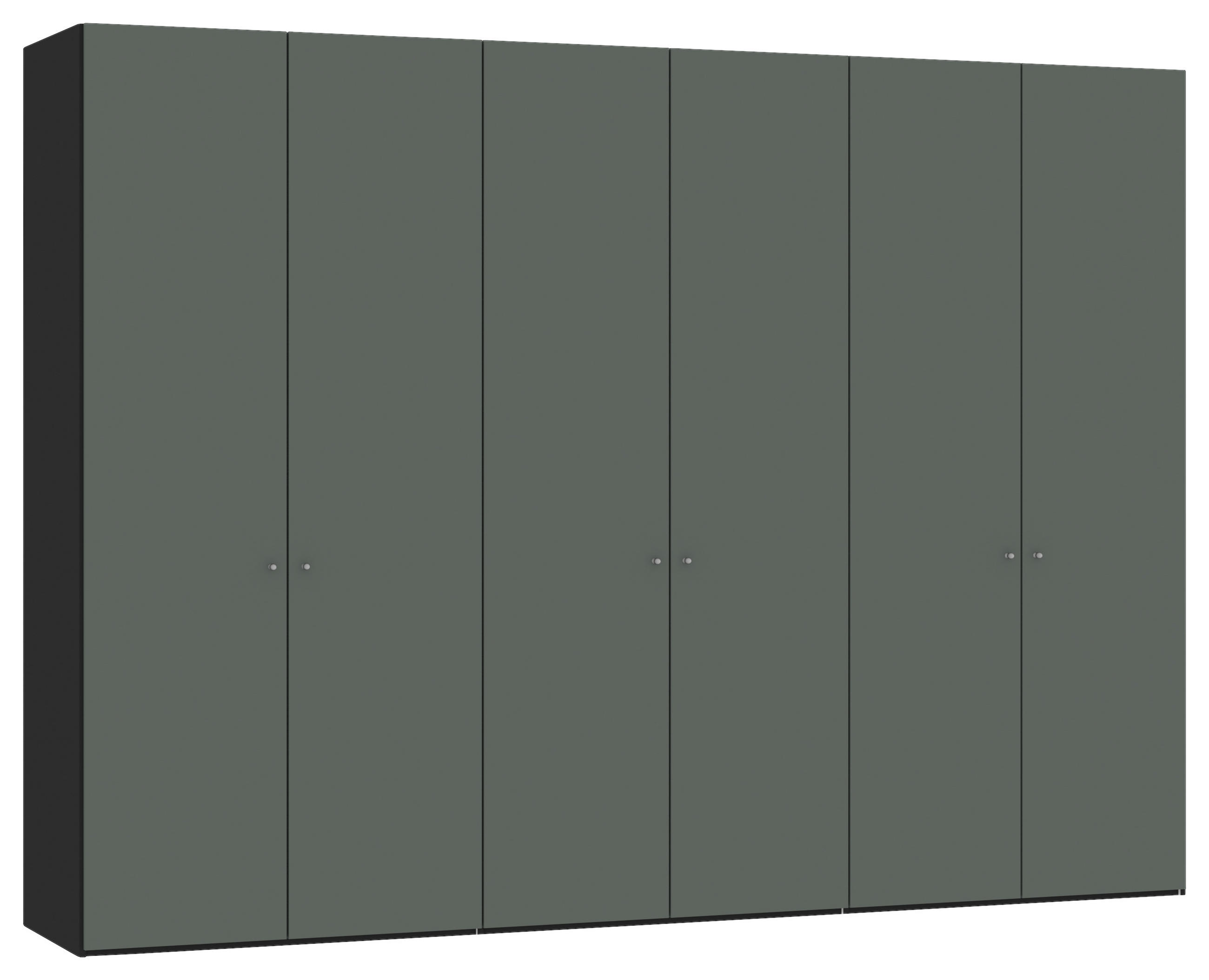 DREHTÜRENSCHRANK in Grau, Grün, Schwarz  - Silberfarben/Schwarz, Design, Glas/Holzwerkstoff (303/220/59cm) - Jutzler