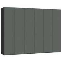 DREHTÜRENSCHRANK 303/220/59 cm 6-türig Grau, Grün, Schwarz  - Silberfarben/Schwarz, Design, Glas/Holzwerkstoff (303/220/59cm) - Jutzler