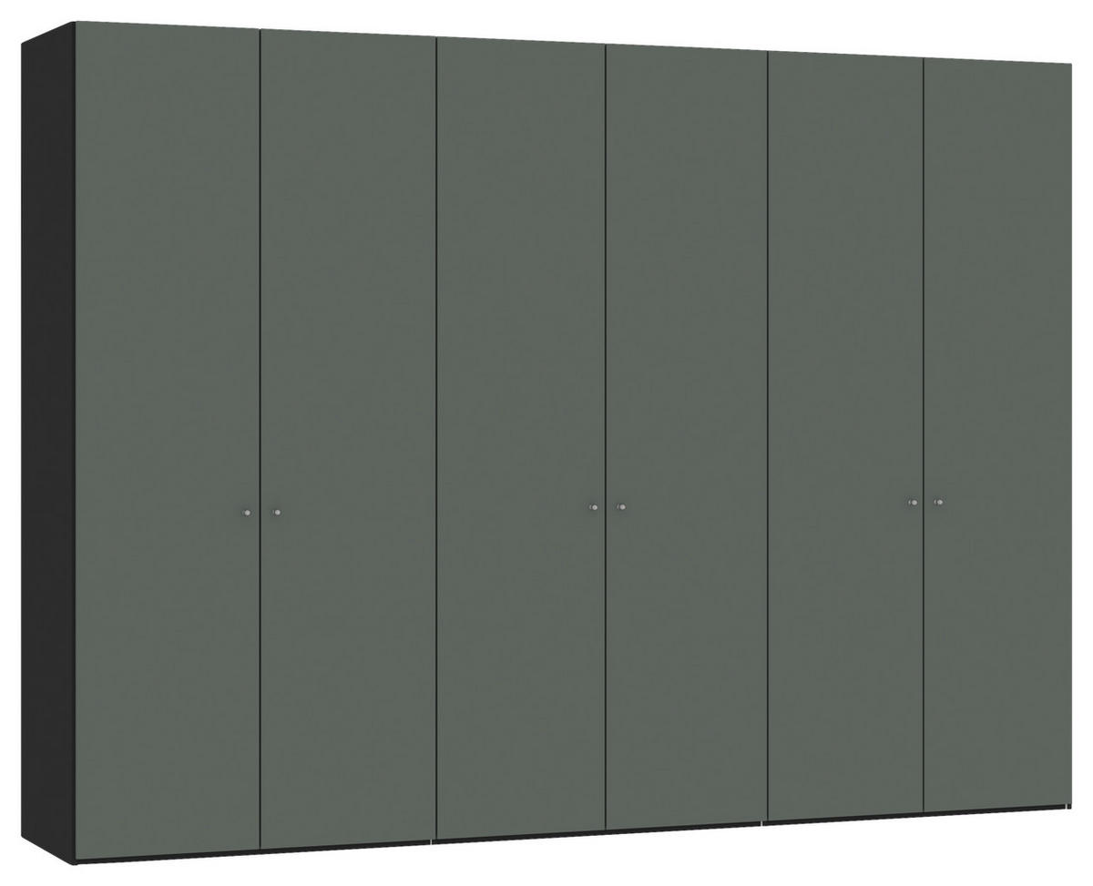 DREHTÜRENSCHRANK 303/220/59 cm 6-türig Grau, Grün, Schwarz  - Silberfarben/Schwarz, Design, Glas/Holzwerkstoff (303/220/59cm) - Jutzler