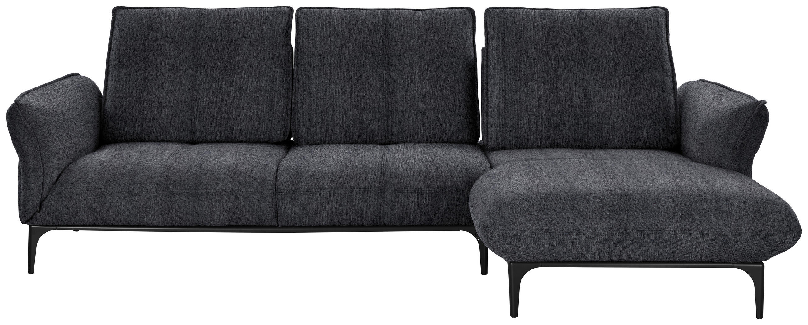 ECKSOFA in Webstoff Dunkelgrau  277/182 cm  - Dunkelgrau/Schwarz, Natur, Textil (277/182cm) - Valnatura