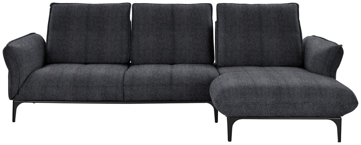 ECKSOFA in Webstoff Dunkelgrau  277/182 cm  - Dunkelgrau/Schwarz, Natur, Textil (277/182cm) - Valnatura