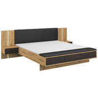 BETTANLAGE 180/200 cm  in Schwarz, Eiche Artisan  - Schwarz/Eiche Artisan, MODERN, Holzwerkstoff/Textil (180/200cm) - Rauch Möbel