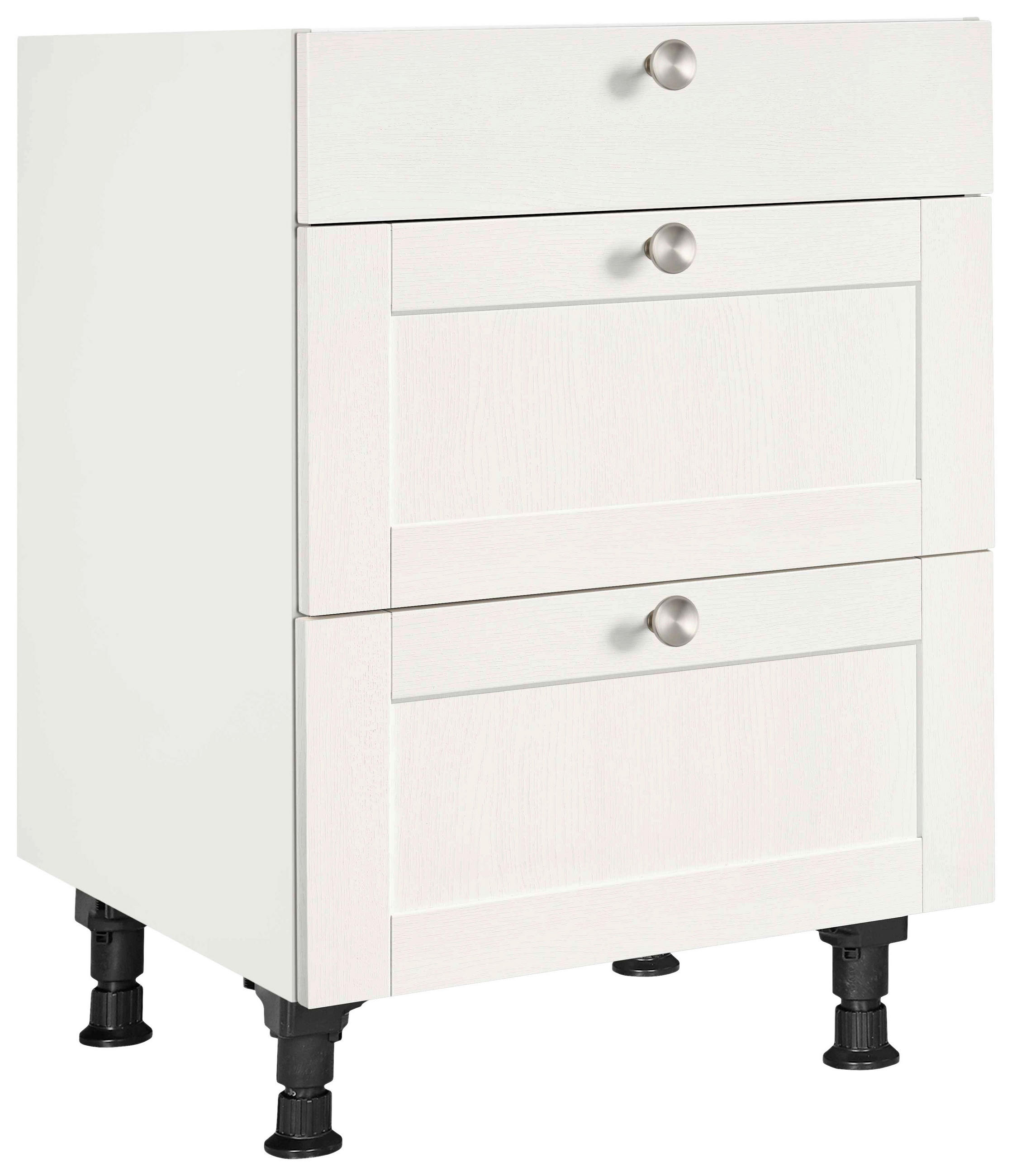 SCHUBKASTENUNTERSCHRANK 60/87/56 cm  in Weiß  - Edelstahlfarben/Weiß, MODERN, Holzwerkstoff/Metall (60/87/56cm) - Nobilia