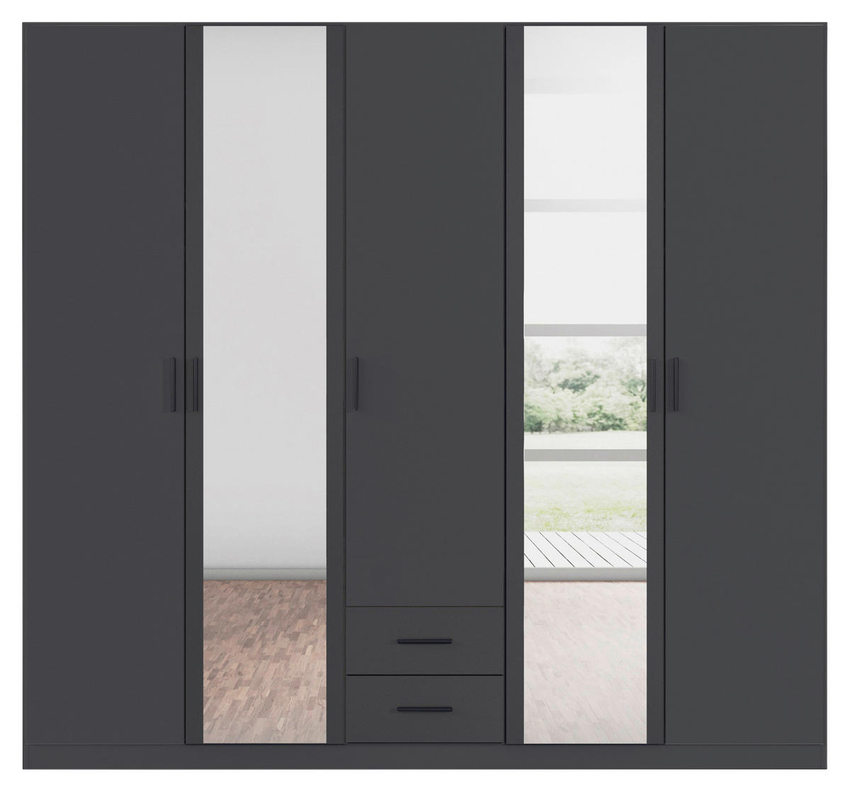 KLEIDERSCHRANK 226/210/54 cm 5-türig Grau  - Grau, KONVENTIONELL, Holzwerkstoff/Kunststoff (226/210/54cm) - Rauch Möbel