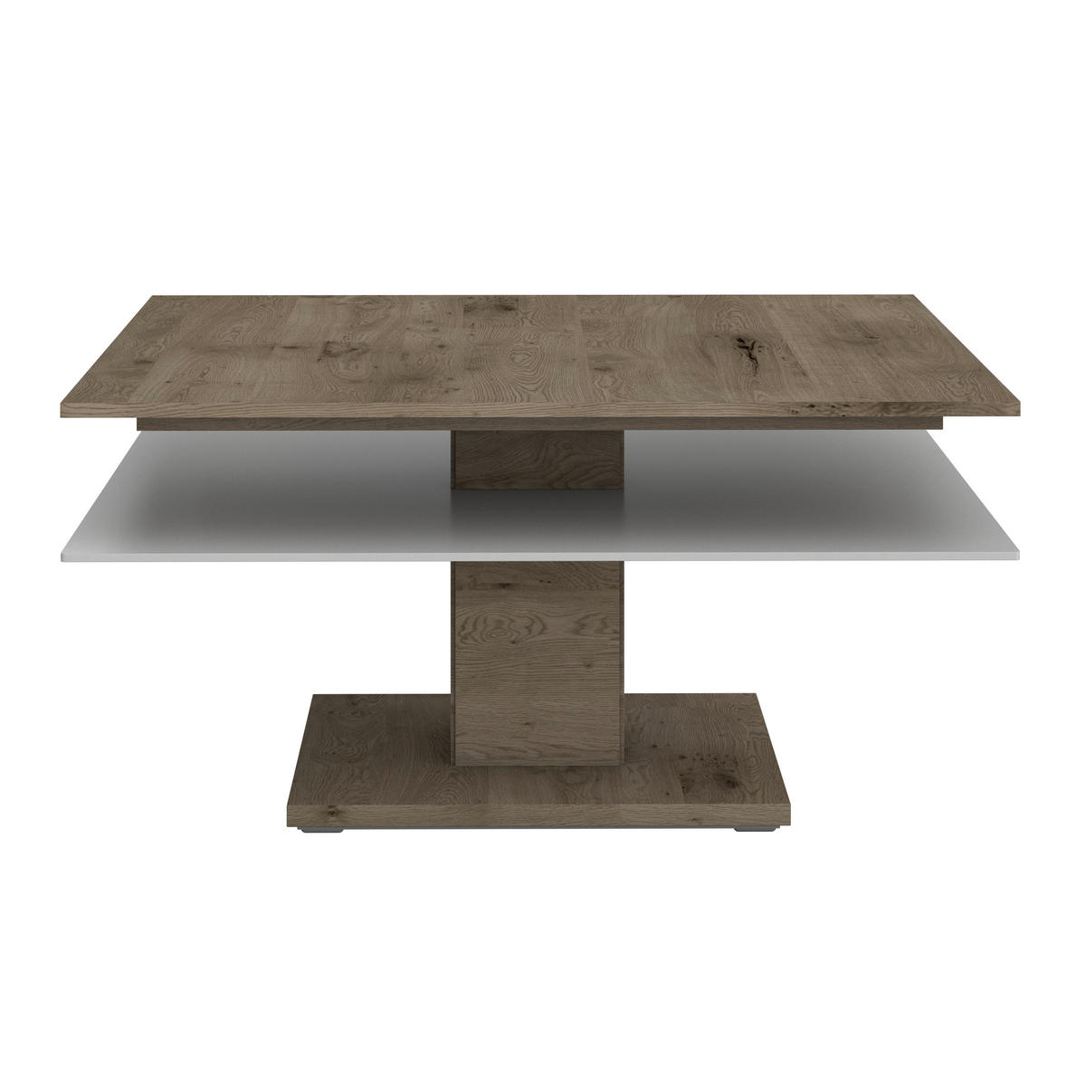 COUCHTISCH Altholz, Eiche massiv Farbglas 90/90/46 cm quadratisch Weiß, Eichefarben  - Eichefarben/Weiß, Design, Glas/Holz (90/90/46cm) - Voglauer
