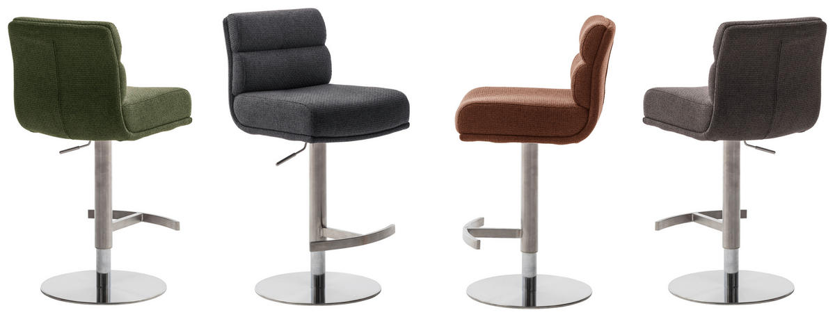 BARHOCKER in Metall, Textil Anthrazit, Edelstahlfarben  - Edelstahlfarben/Anthrazit, Design, Textil/Metall (43/84/52cm) - Dieter Knoll