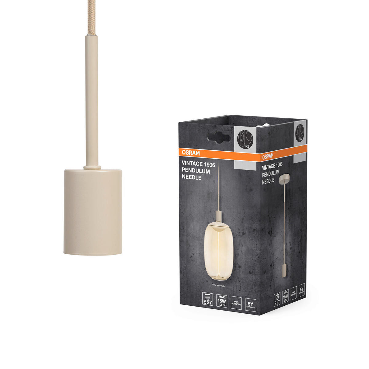 LEUCHTENFASSUNG Vintage 1906 10/228,7 cm   - Beige, KONVENTIONELL, Metall (10/228,7cm) - Osram