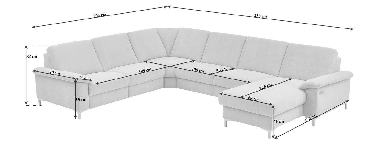 WOHNLANDSCHAFT in Chenille Dunkelblau  - Alufarben/Dunkelblau, Design, Textil/Metall (265/333/170cm) - Dieter Knoll