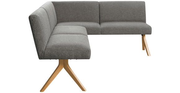 ECKBANK 218/172 cm Webstoff Grau Eiche vollmassiv   - Eichefarben/Grau, KONVENTIONELL, Holz/Textil (218/172cm) - Linea Natura