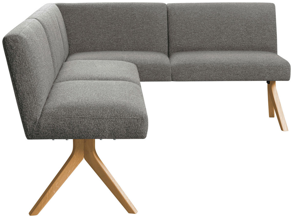 ECKBANK 218/172 cm Webstoff Grau Eiche vollmassiv   - Eichefarben/Grau, KONVENTIONELL, Holz/Textil (218/172cm) - Linea Natura