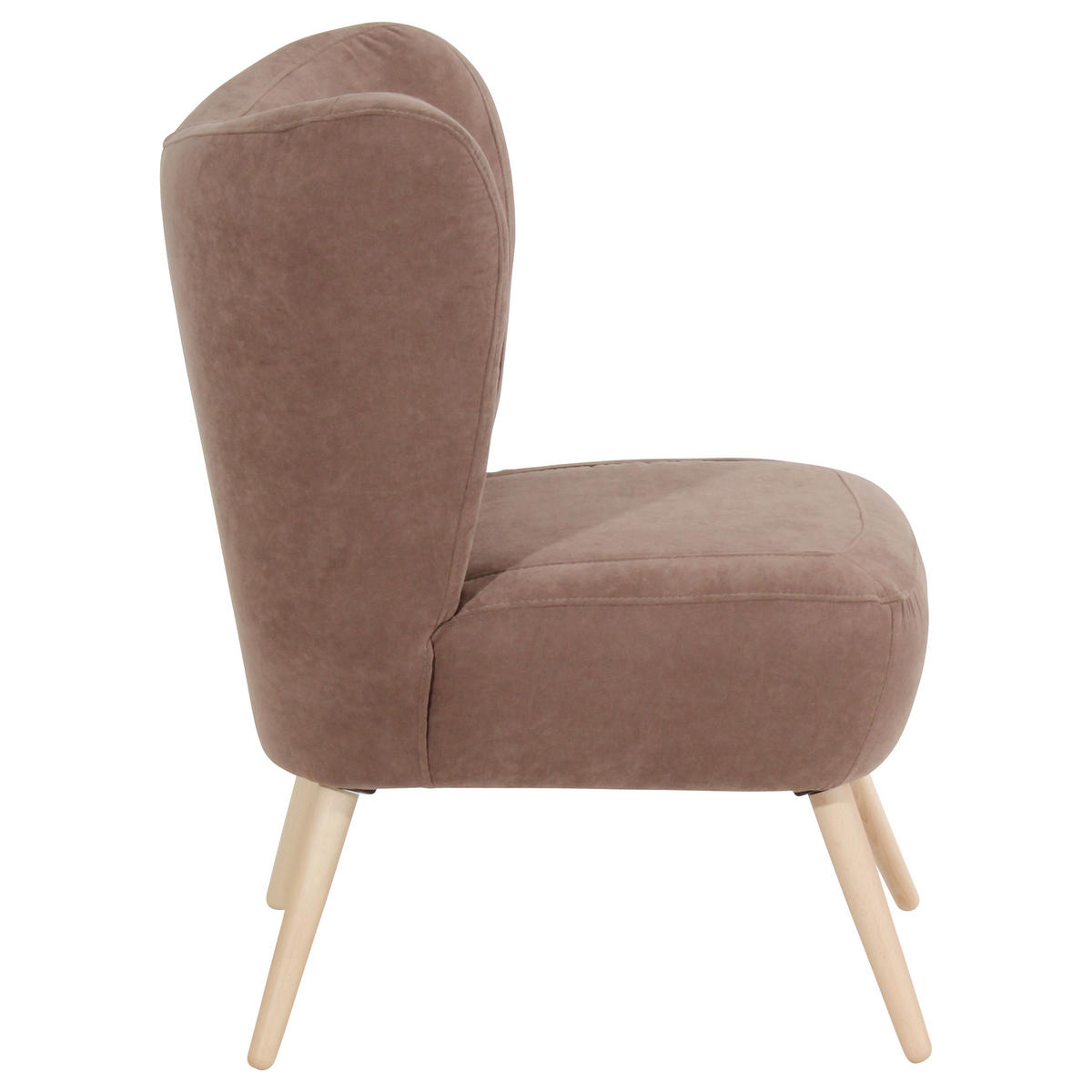 SESSEL in Velours Hellbraun  - Hellbraun/Naturfarben, Design, Holz/Holzwerkstoff (70/86/69cm) - Max Winzer