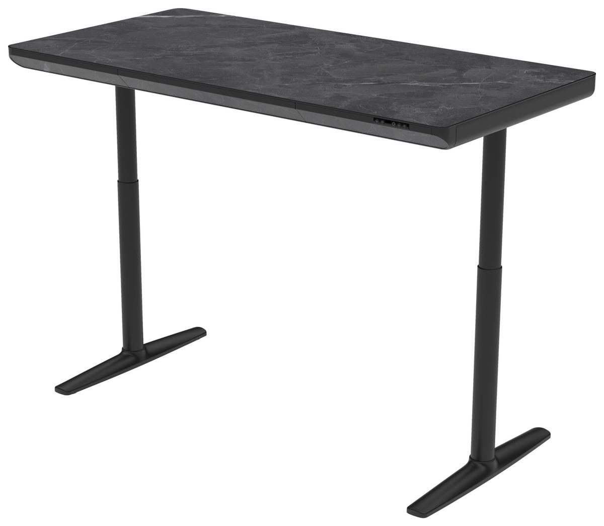 SCHREIBTISCH 160/80/73/118 cm  in Schwarz, Dunkelgrau  - Dunkelgrau/Schwarz, Design, Holzwerkstoff/Kunststoff (160/80/73/118cm) - Novel