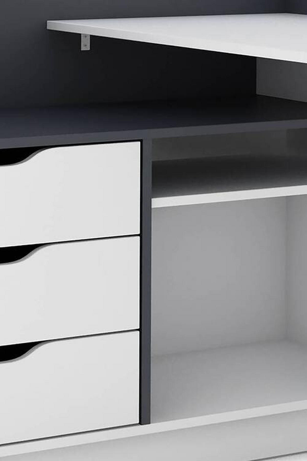 ECKSCHREIBTISCH 129/105/84 cm  in Schwarz, Weiß  - Schwarz/Weiß, LIFESTYLE, Holzwerkstoff (129/105/84cm) - MID.YOU
