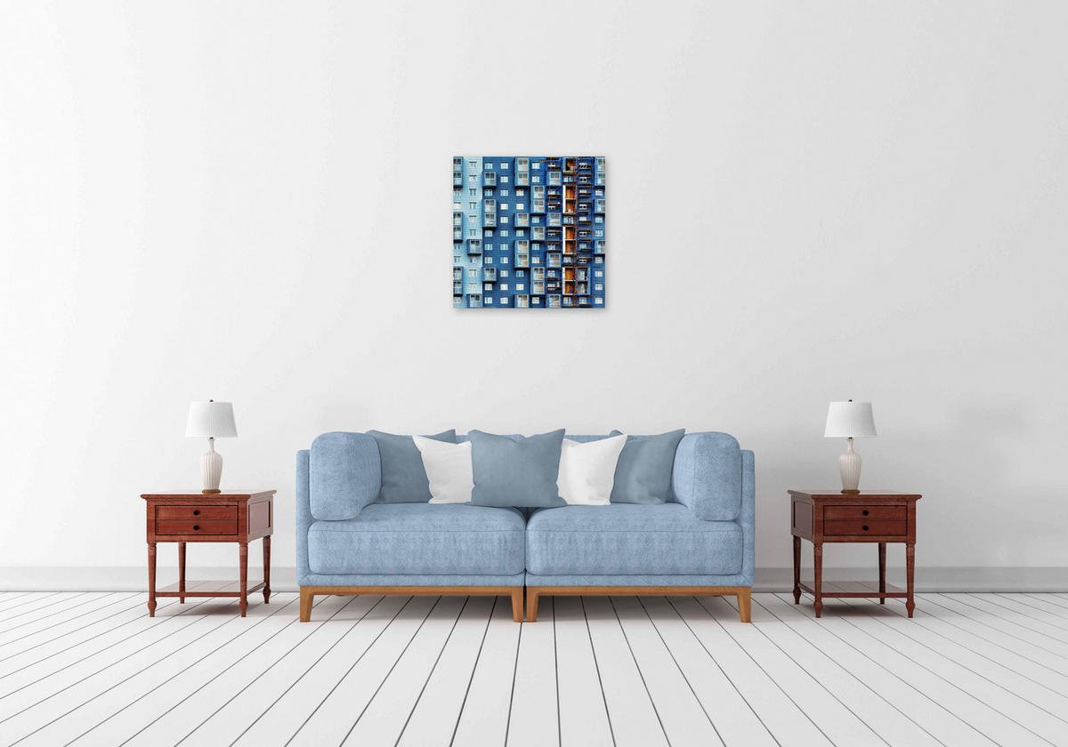 ALUMINIUMBILD 74/74 cm  - Blau, Design, Kunststoff/Metall (74/74cm)