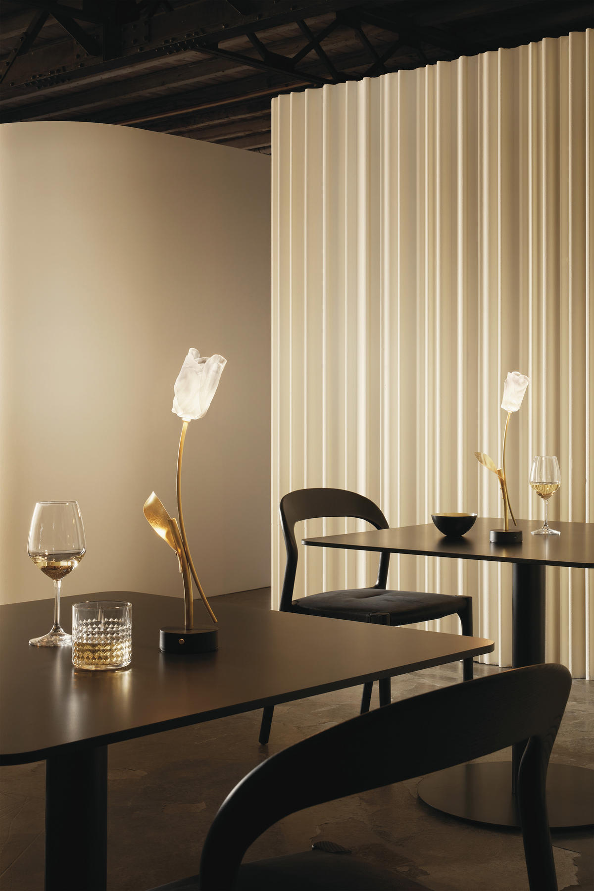 AKKU-TISCHLEUCHTE Tulip Battery 8,5/15/38 cm   - Transparent/Goldfarben, KONVENTIONELL, Kunststoff/Metall (8,5/15/38cm) - Slamp