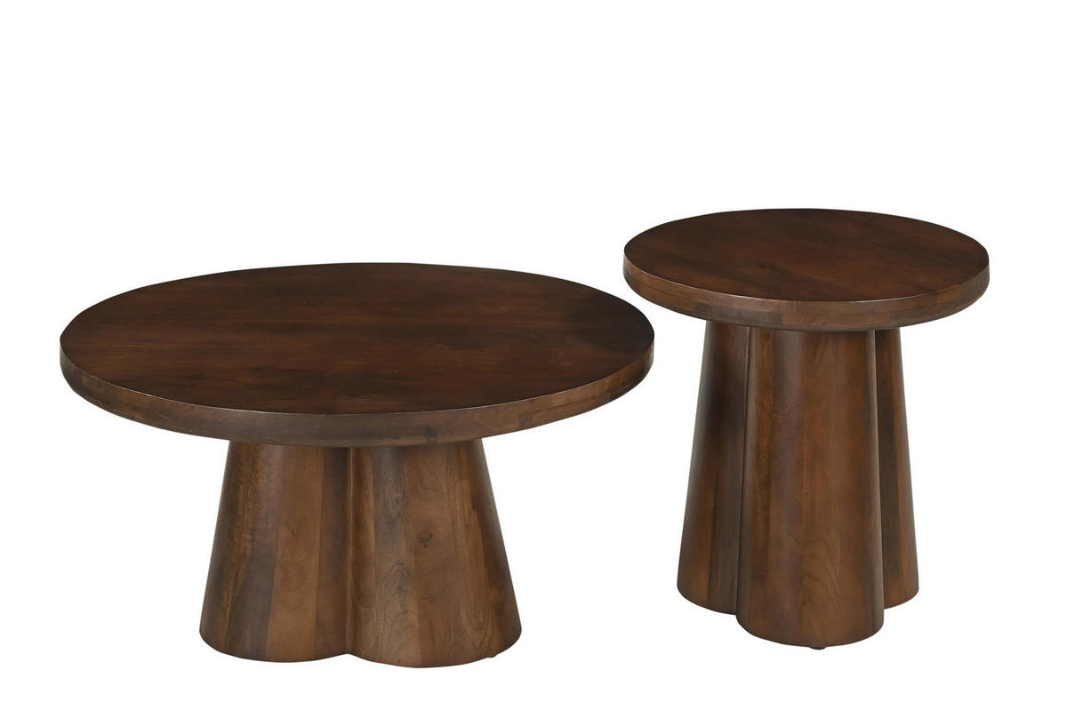 COUCHTISCH Mangoholz massiv 90/90/40 cm rund Braun  - Braun, Design, Holz (90/90/40cm) - MID.YOU