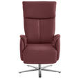 RELAXSESSEL in Leder Bordeaux  - Edelstahlfarben/Bordeaux, Design, Leder/Metall (70/124/85cm) - Cantus
