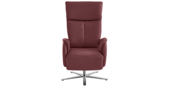 RELAXSESSEL in Leder Bordeaux - Edelstahlfarben/Bordeaux, Design, Leder/Metall (70/124/85cm) - Cantus