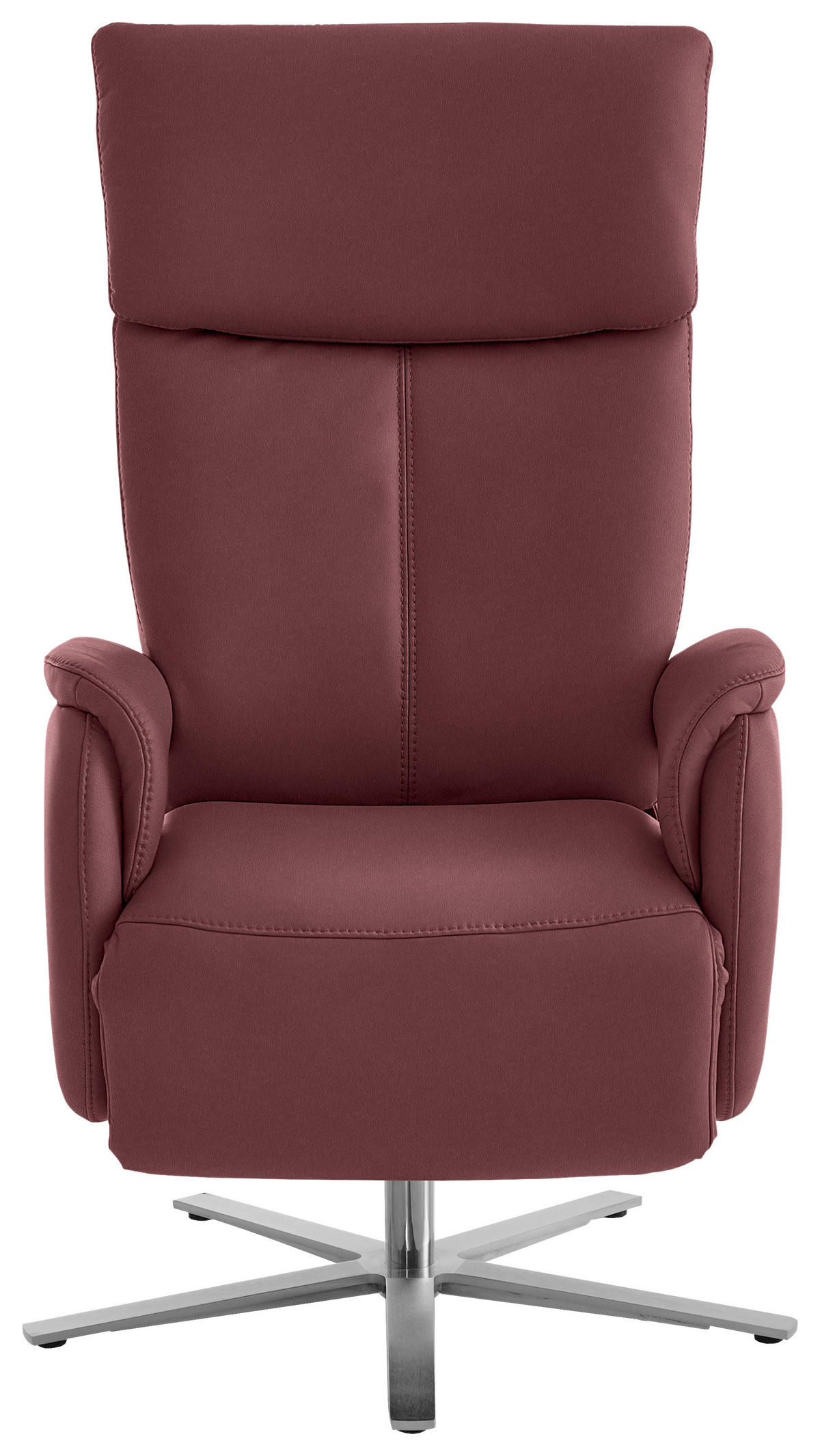 RELAXSESSEL in Leder Bordeaux  - Edelstahlfarben/Bordeaux, Design, Leder/Metall (70/124/85cm) - Cantus