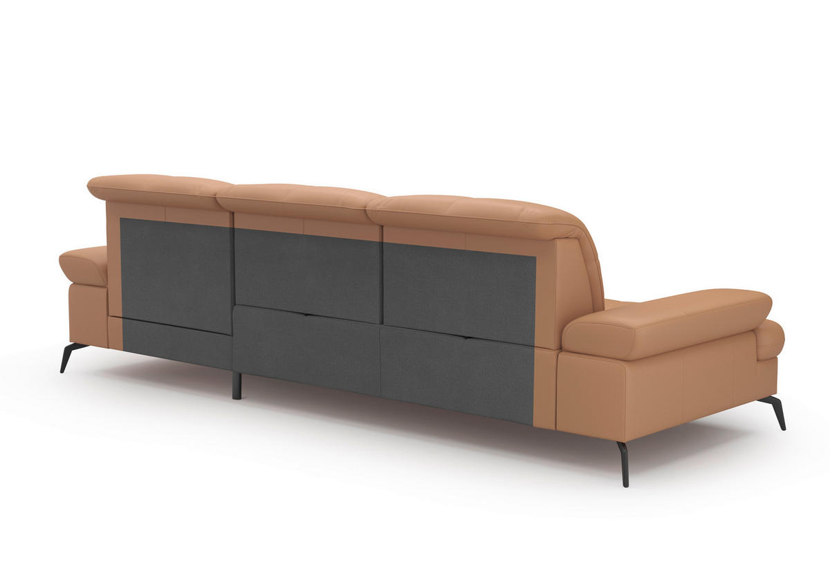 ECKSOFA Cappuccino Kombination Echtleder/Stoff Vliesstoff  - Schwarz/Cappuccino, KONVENTIONELL, Leder/Textil (279/185cm) - Sit & More