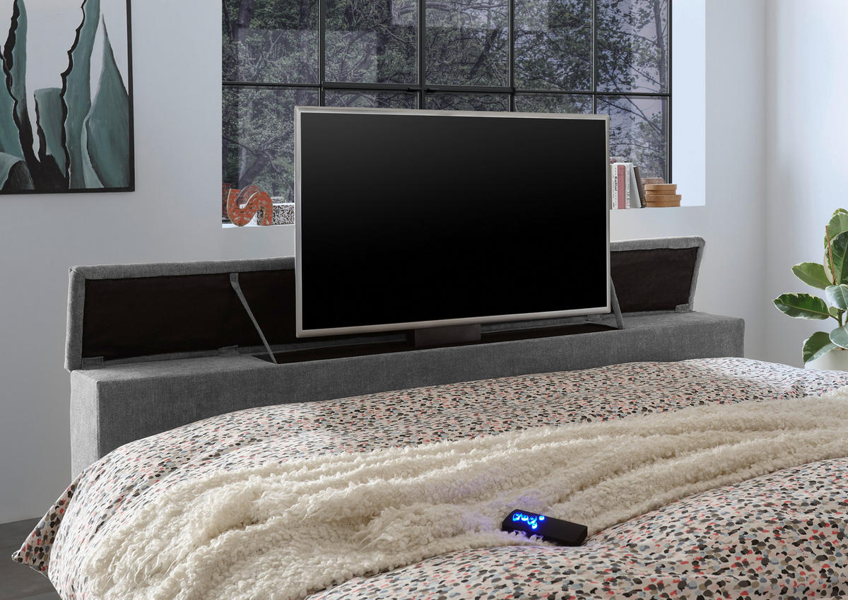 BOXSPRING-ÁGY 180/200 cm  szürke  - szürke, Konventionell, textil (180/200cm) - Carryhome