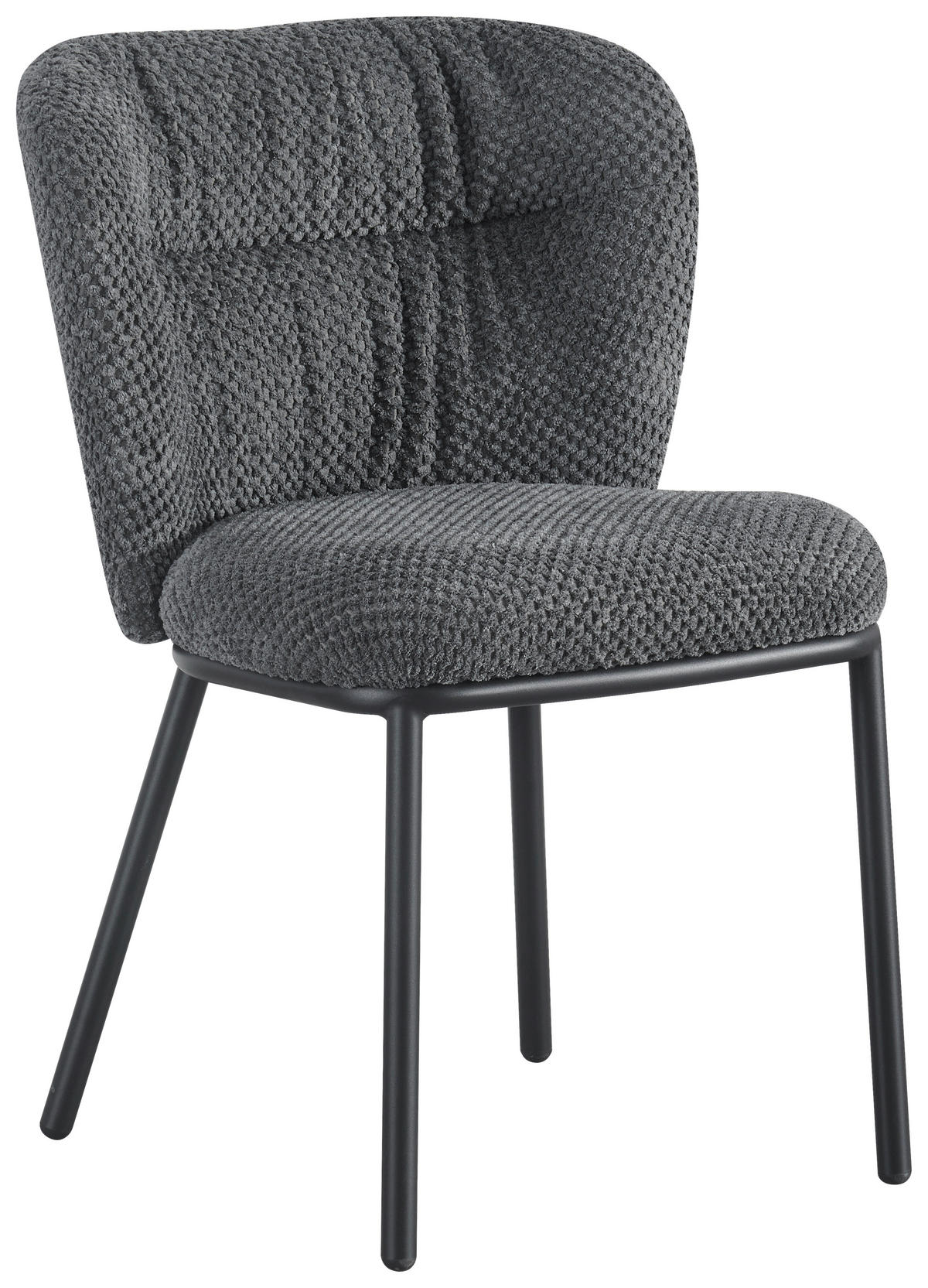 STUHL  in Eisen Webstoff Metall, Textil  - Anthrazit/Schwarz, Design, Textil/Metall (53,5/80/60,5cm) - Stylife