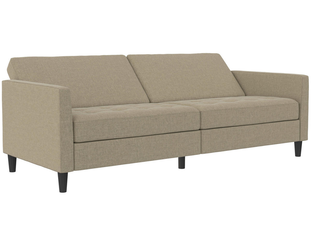 SCHLAFSOFA Webstoff, Leinenoptik Cappuccino  - Schwarz/Cappuccino, Basics, Kunststoff/Textil (207/86/86cm) - Livetastic
