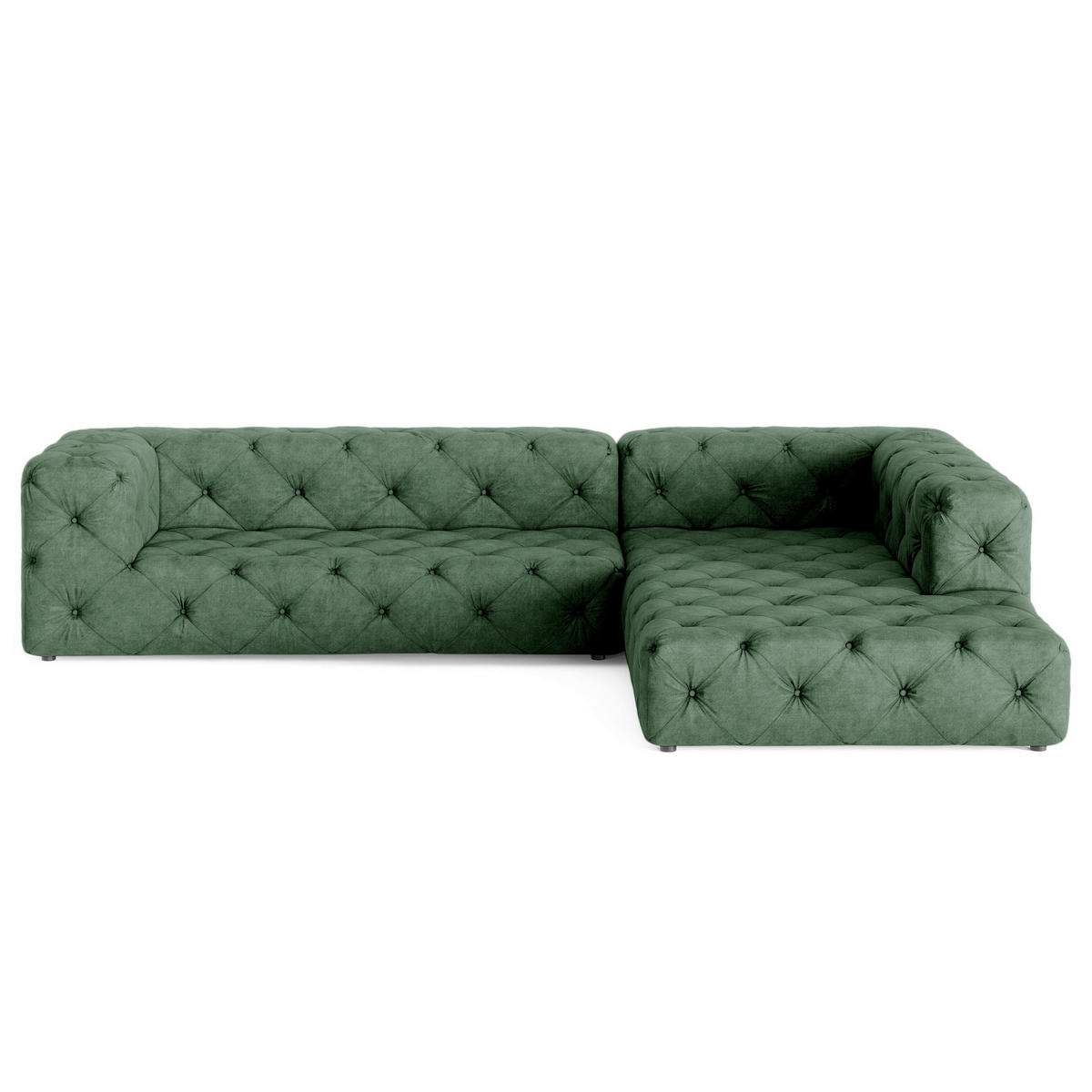 ECKSOFA Mikrofaser Waldgrün  - Waldgrün/Schwarz, Design, Kunststoff/Textil (325/228cm) - P & B