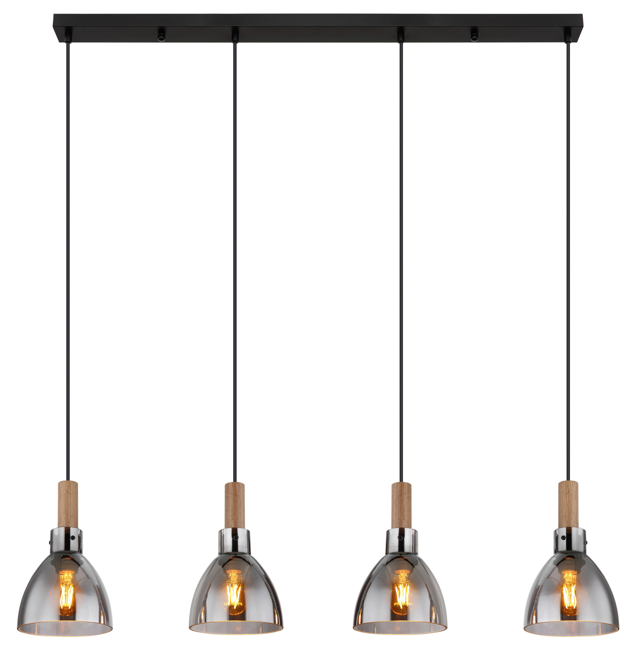 HÄNGELEUCHTE 105/16/120 cm    - Schwarz, Design, Glas/Holzwerkstoff (105/16/120cm) - Globo