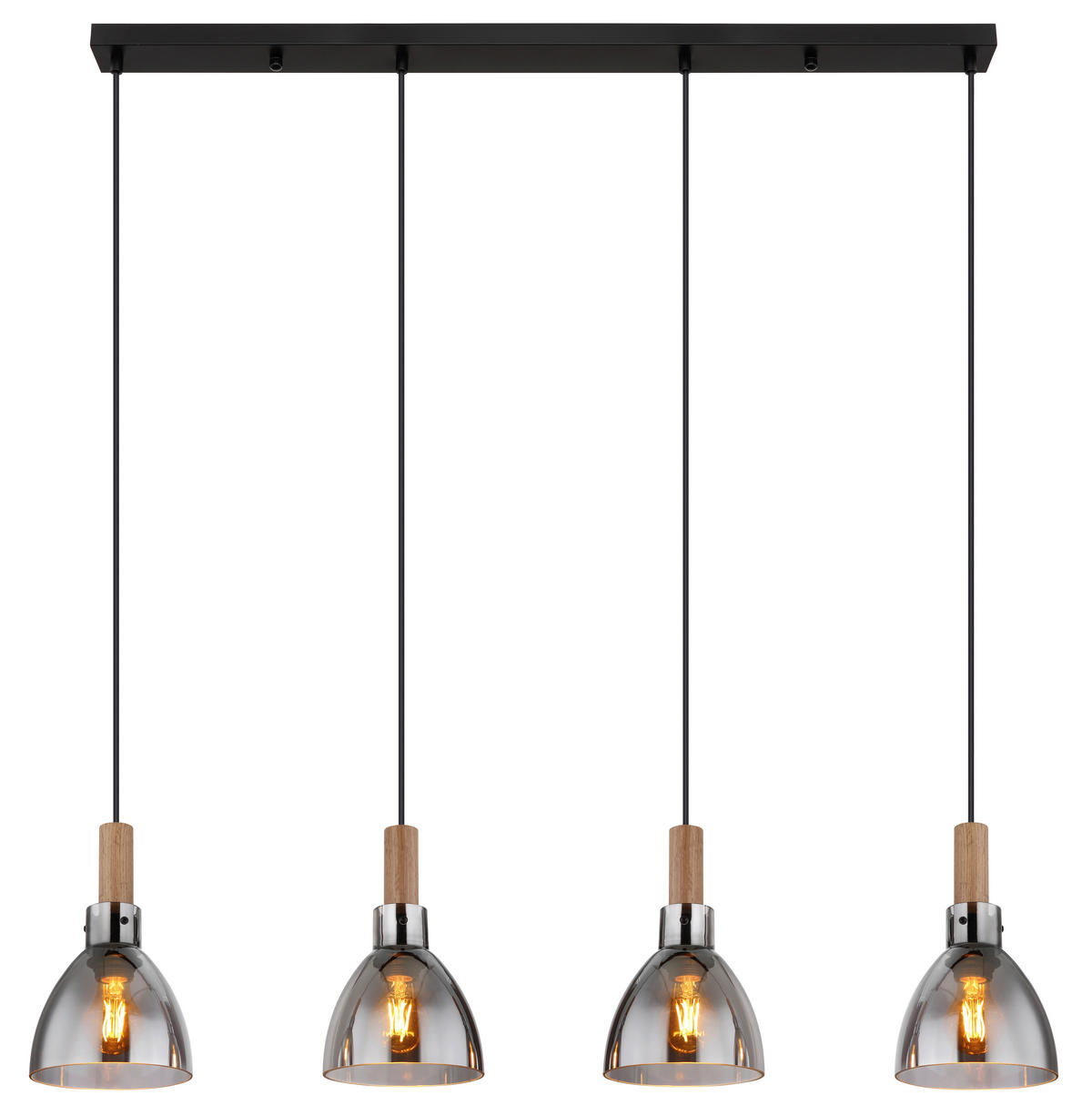 HÄNGELEUCHTE 105/16/120 cm    - Schwarz, Design, Glas/Holzwerkstoff (105/16/120cm) - Globo